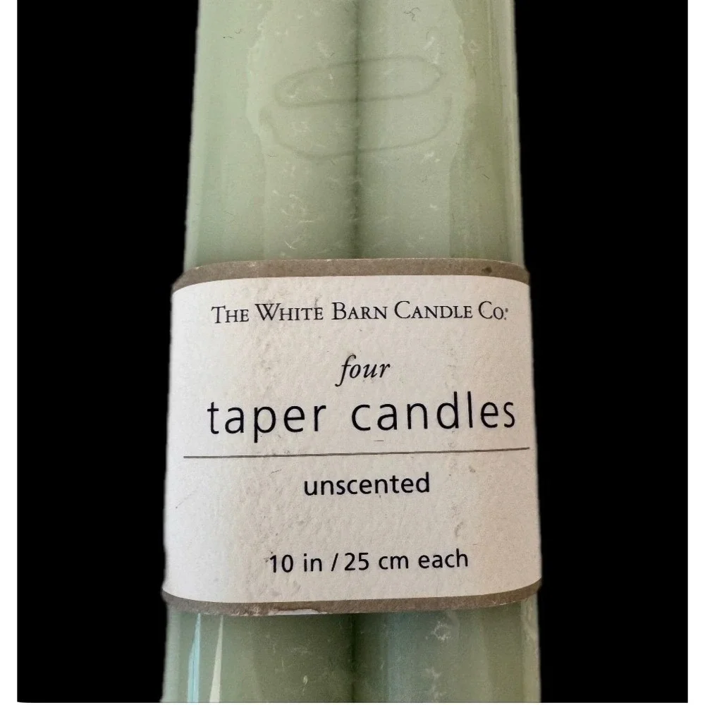 White Barn Taper Candles Unisex 10in Celadon Green Unscented Decor 4 Pack‎